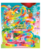 The very colorful illustrated Lucky&#39;s Charmworld game board.
